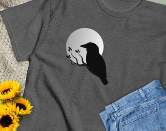 Raven Moon T-Shirt: Fall Gift for Halloween, Autumn, and Crow Lovers