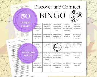 Get To Know You Bingo, Team Building Find Someone Who Game Night, Office Party Jingle and Mingle, Find The Guest Networking Icebreaker