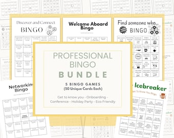 BUNDLE Get To Know You Bingo Games, Team Building Find Someone Who Game Night, Office Party Jingle Mingle, Find Guest Networking Icebreaker