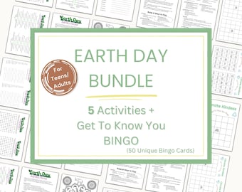 BUNDLE - Earth Day Get To Know You Bingo and Printable Activities for Teens and Adults | Eco-Friendly Fun Word Games, Trivia, & More