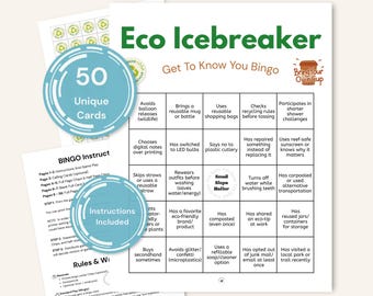 Eco Icebreaker Get to Know You Bingo| Printable Team Building Game | Earth Day/ Earth Week Activity, Workplace and Remote Team Networking