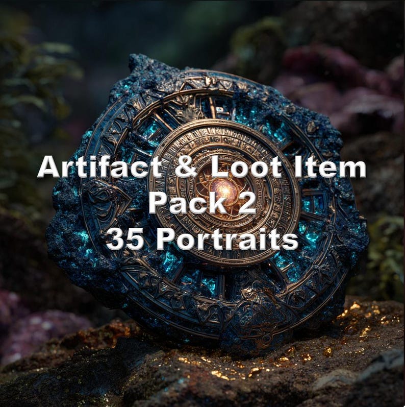 Pacchetto di immagini di ritratti di artefatti e bottini fantasy D&D 2 immagine 1