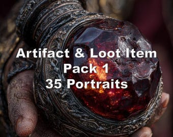 Pacchetto di immagini di ritratti di artefatti e bottini fantasy D&D 1