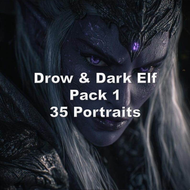 D&D Fantasy Drow Character Portrait Image Pack 1 - Etsy