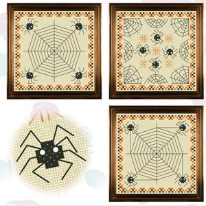 Spider Biscornu Cross Stitch Pattern for Halloween