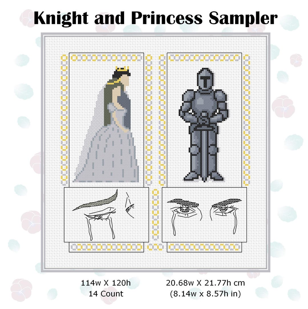 Knight and Princess Sampler – Medieval Cross Stitch Pattern PDF, Gothic ...