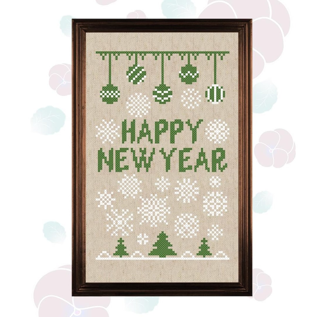 New Year Cheer Festive Cross-stitch Digital Pattern - Etsy
