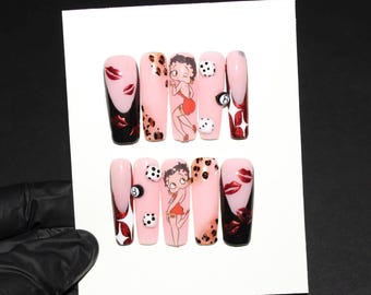 Betty Boop | mit Nägeln | Valentinstag Nägel