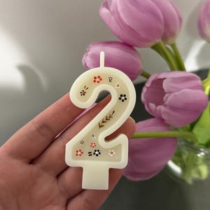 Velas de cumpleaños con números pintadas a mano