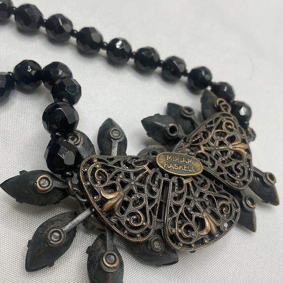 Vintage Miriam Haskell Parure Signed – Black & Cr… - image 9