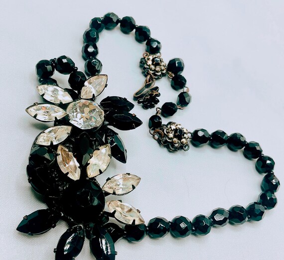 Vintage Miriam Haskell Parure Signed – Black & Cr… - image 2
