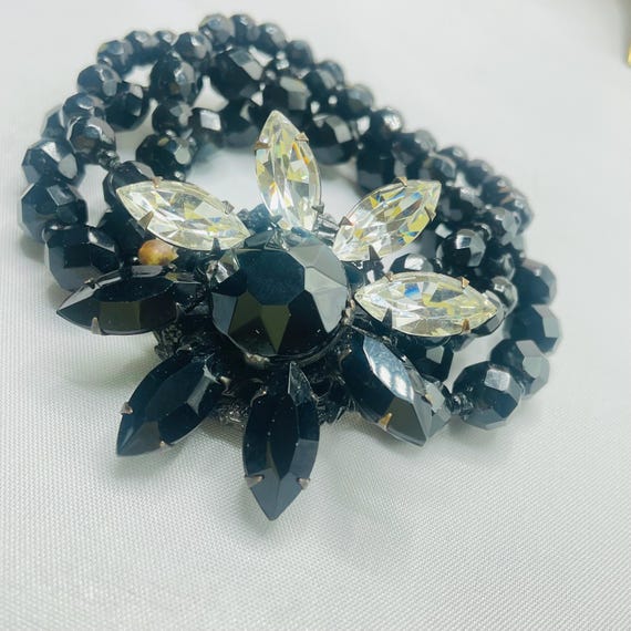 Vintage Miriam Haskell Parure Signed – Black & Cr… - image 5