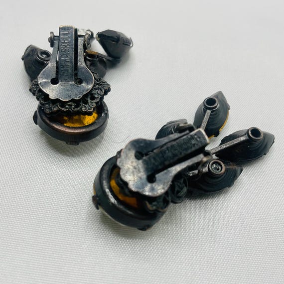 Vintage Miriam Haskell Parure Signed – Black & Cr… - image 10