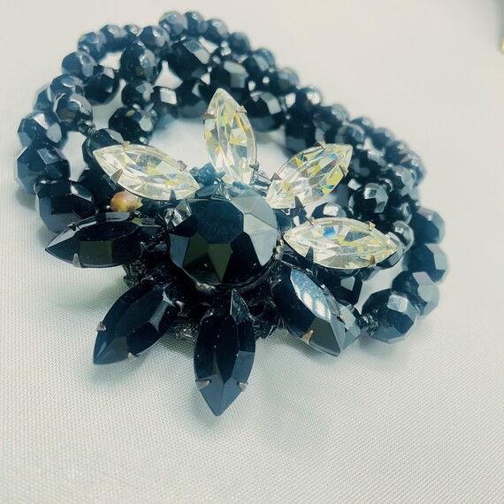 Vintage Miriam Haskell Parure Signed – Black & Cr… - image 14