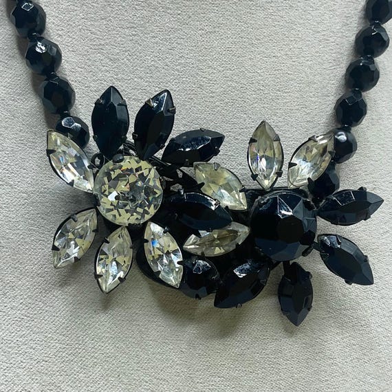 Vintage Miriam Haskell Parure Signed – Black & Cr… - image 3