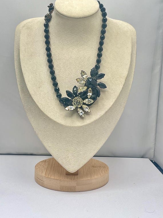 Vintage Miriam Haskell Parure Signed – Black & Cr… - image 17