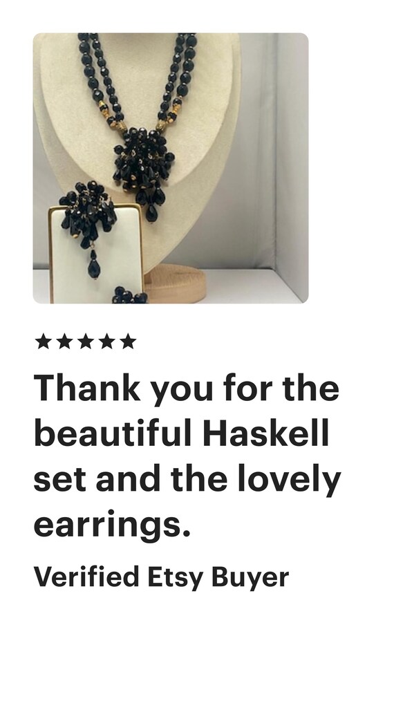 Vintage Miriam Haskell Parure Signed – Black & Cr… - image 12