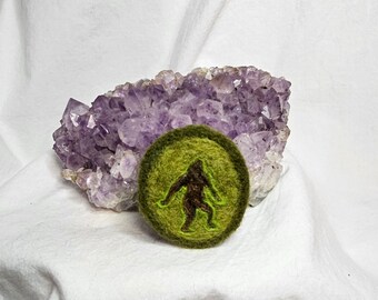 Sasquatch, cryptid, needle felted wool, brooch, pin, cute,handmade