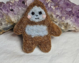 Sasquatch, wool needle felted, hand made, brooch, pin, cryptid, big foot