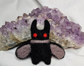 Mothman, wool needle felted, hand made,brooch, pin, cryptid, mythic
