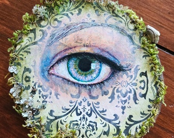 Goddess lovers eye painting on natural poplar round