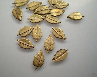 18 tiny brass leaf stampings #13