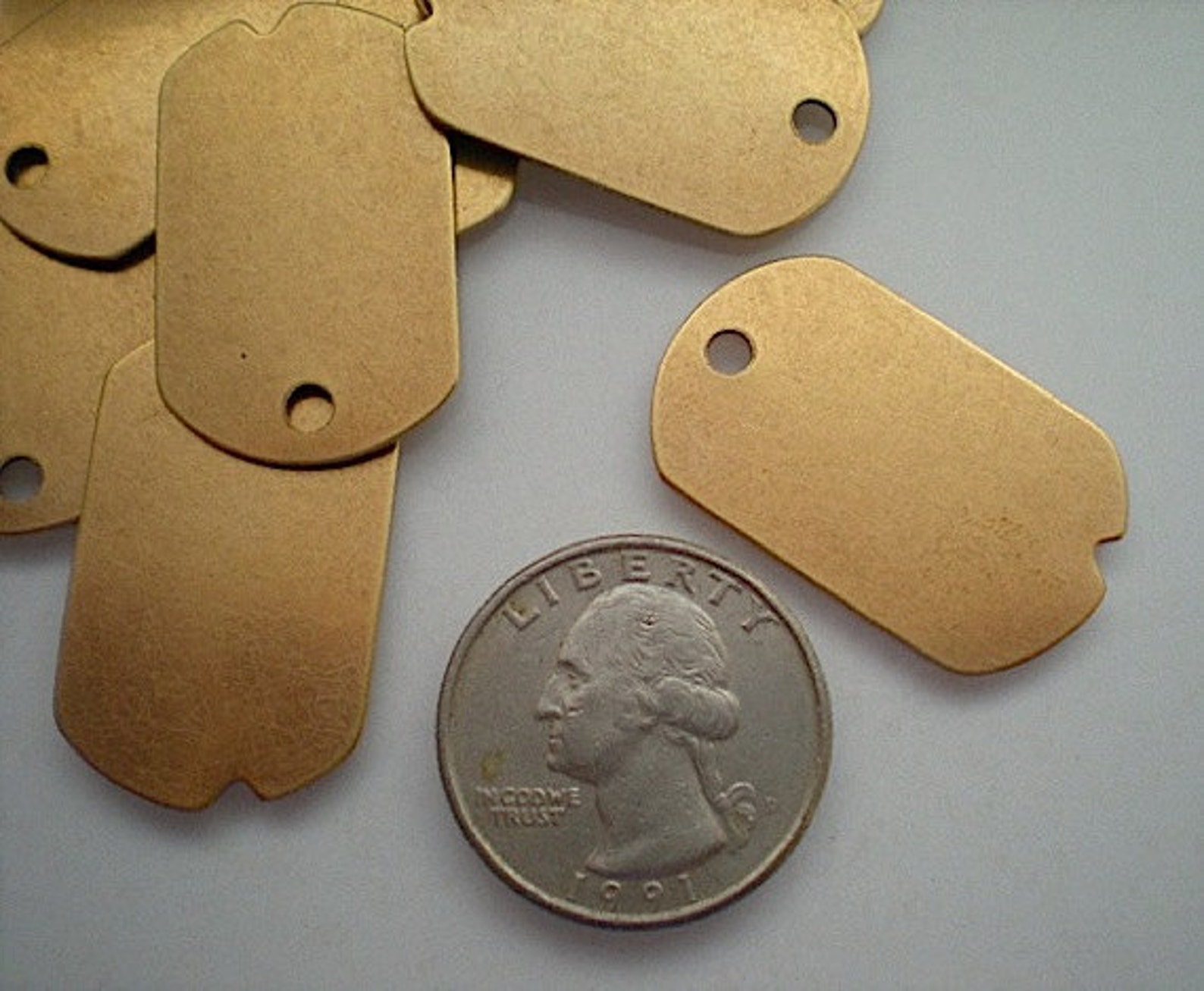 12 Flat Brass Dog Tag Stamping Blanks Etsy
