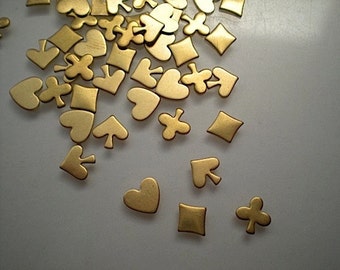 48 tiny heart, spade, club and diamond charms