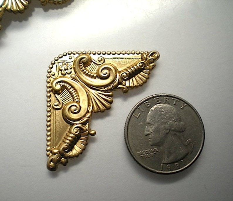 6 brass ornate corner brackets No. 4 Etsy