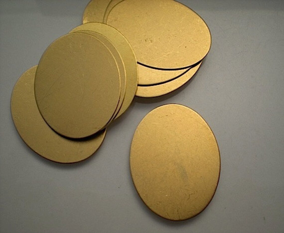 12 Large Flat Brass Oval Discs/stamping Blanks Etsy