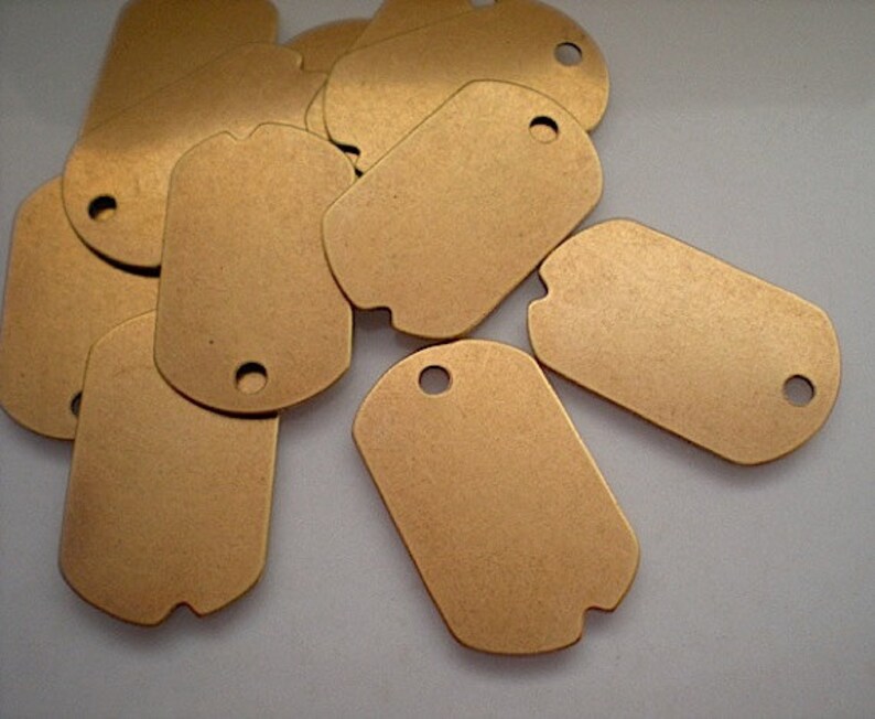 12 Flat Brass Dog Tag Stamping Blanks Etsy