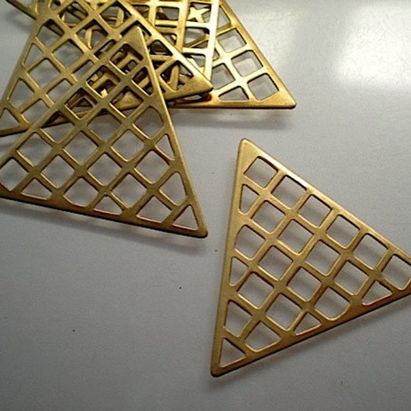 6 flat brass triangle grid stampings