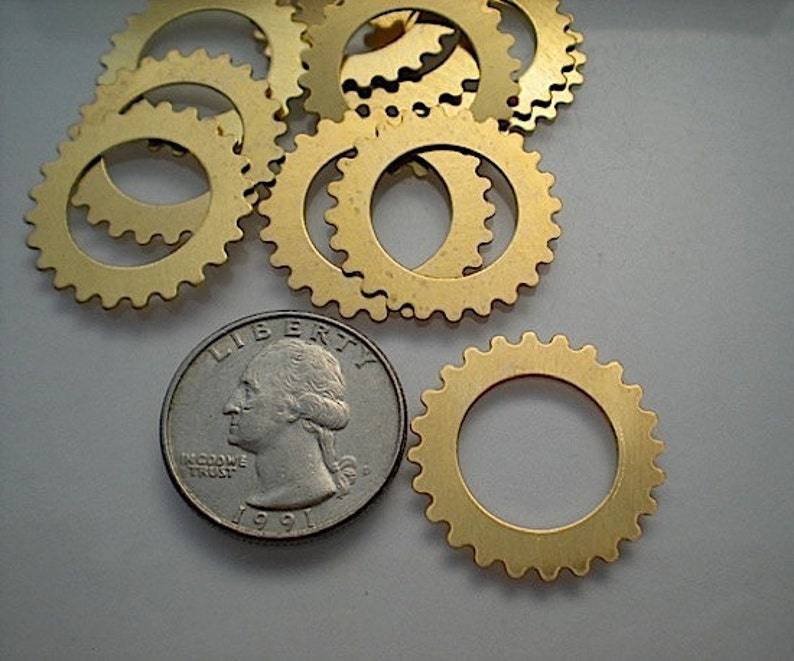 12 Large Brass Open Gear Charms/stamping Blanks Etsy