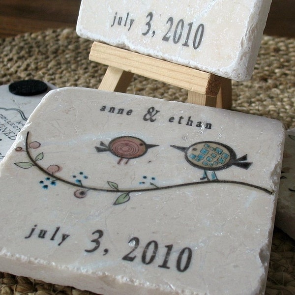 Tweet His and Her Birdie Coasters, Set of 2, Personalization Available