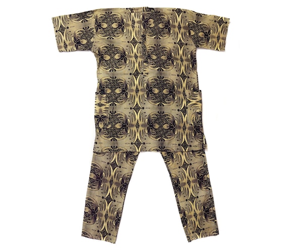 Vintage African Mens Wax Print Shirt & Pants from