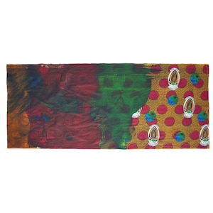Vintage uncommon West African wax print fabric - abstract painting #23