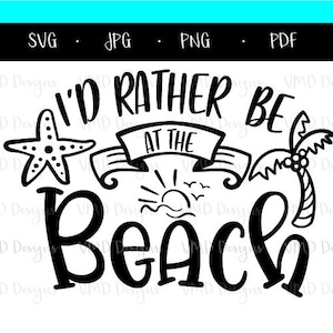 Prefiero estar en la playa, SVG, PDF, JPG