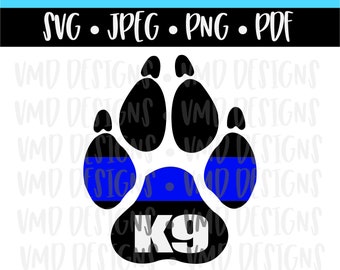 Thin Blue Line K9 Paw Print