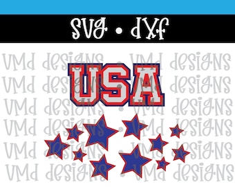 USA Stars and Outlines SVG DXF