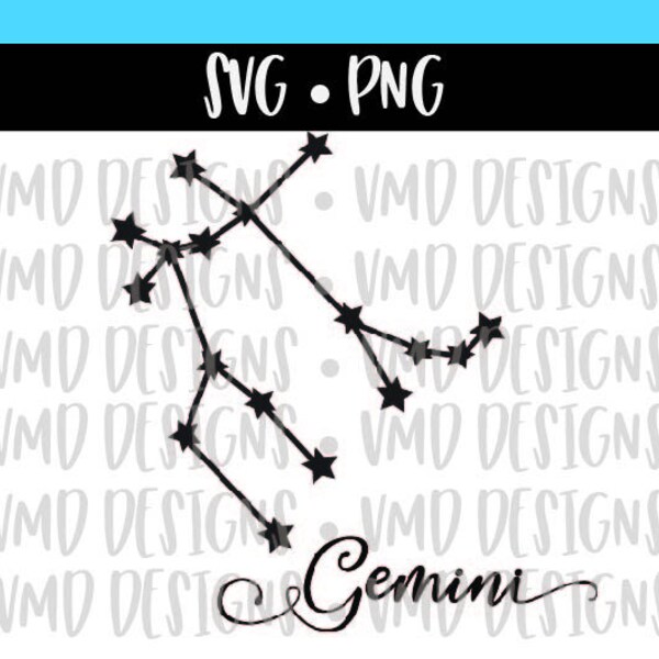 Gemini Star Constellation and Outline Zodiac Astronomy Astrology SVG PNG