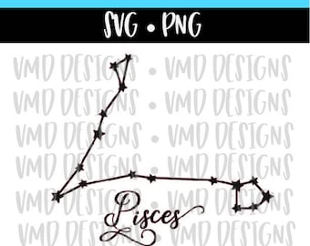 Pisces Star Constellation and Outline Zodiac Astronomy Astrology SVG PNG