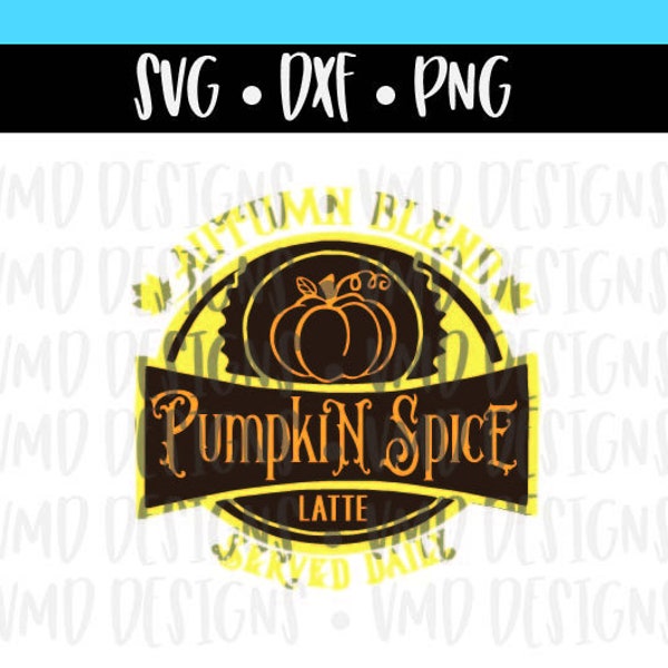 Pumpkin Spice Latte Coffee Label SVG DXF