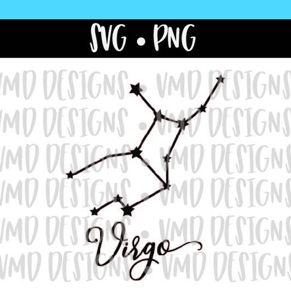 Virgo Star Constellation and Outline Zodiac Astronomy Astrology SVG PNG