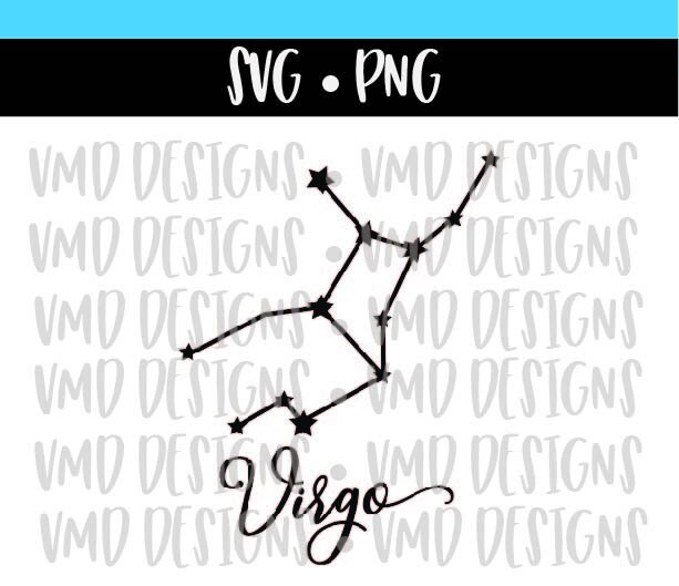 Virgo Star Constellation and Outline Zodiac Astronomy Astrology SVG PNG