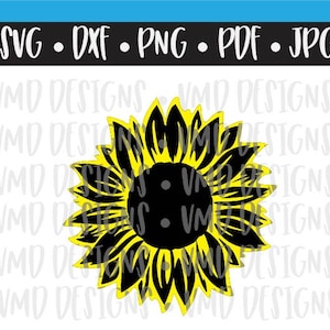 May include: A black and yellow sunflower with a black center. The sunflower is a digital design file for crafting projects.