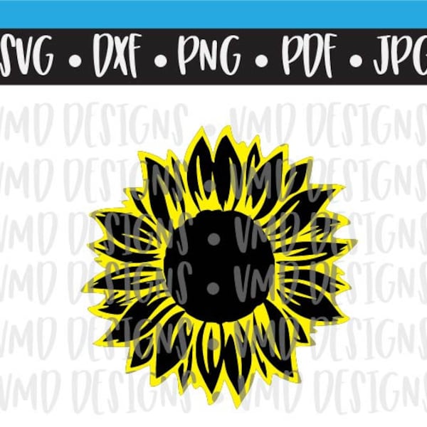 Sunflower Decal and Outline SVG DXF PNG (Used in Sunflower YouTube Tutorial)