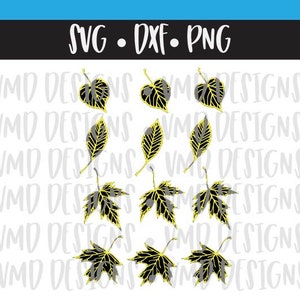 Conception textile de feuille d’automne avec décalcomanie et contours SVG DXF PNG (tutoriel YouTube)