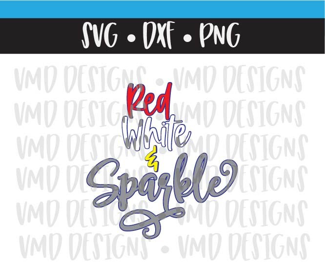 Red, White, and Sparkle Decal and Outline, Independence Day, July Fou…