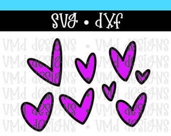 Hand Drawn Valentine's Day Hearts and Outlines