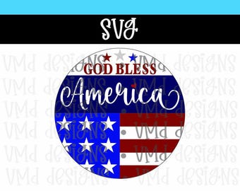 God Bless America Patriotic Round Door Sign SVG